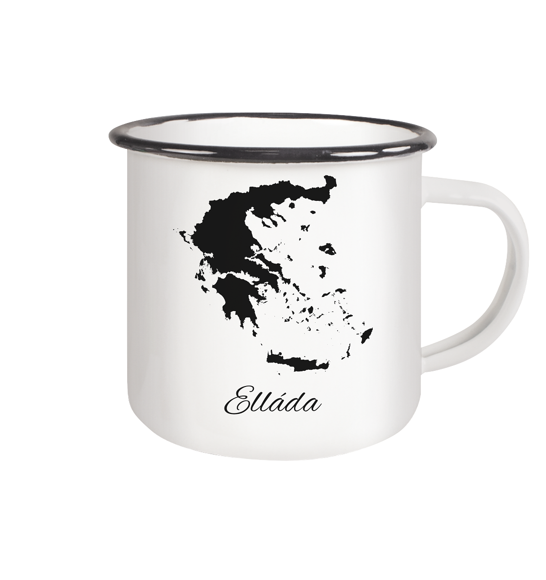 Ellada Silhouette Griechenland - Emaille Tasse (Black)