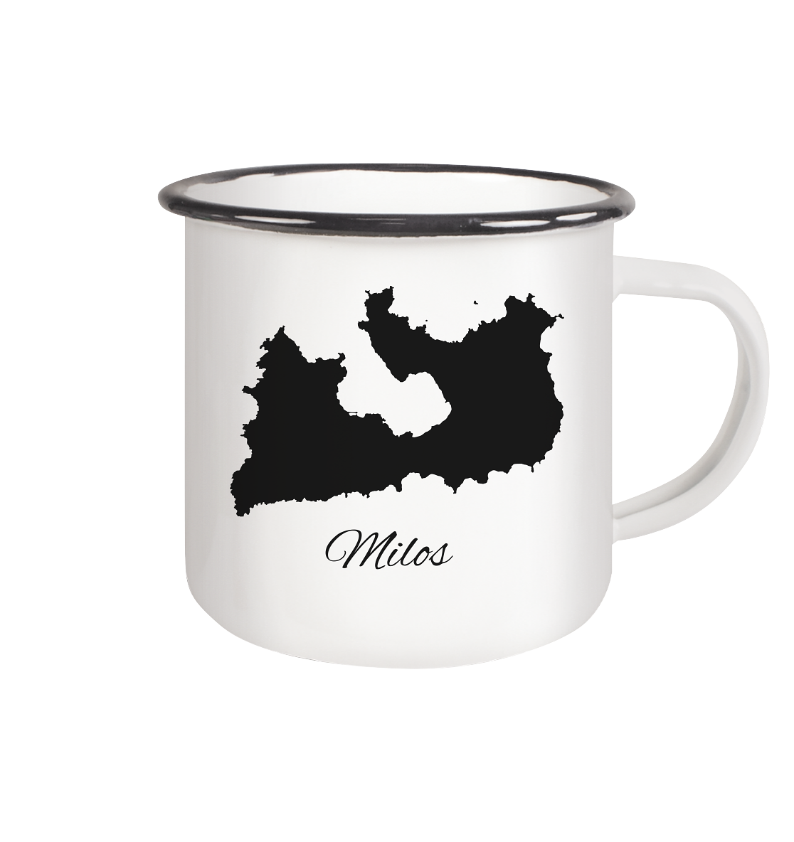 Milos Silhouette Griechenland - Emaille Tasse (Black)
