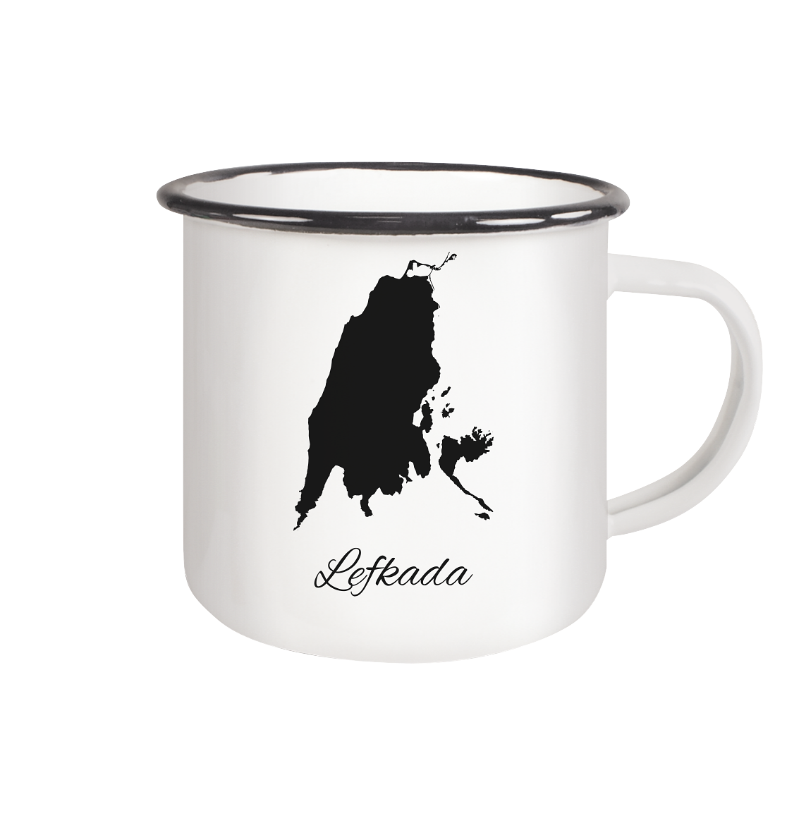 Lefkada Silhouette Griechenland - Emaille Tasse (Black)