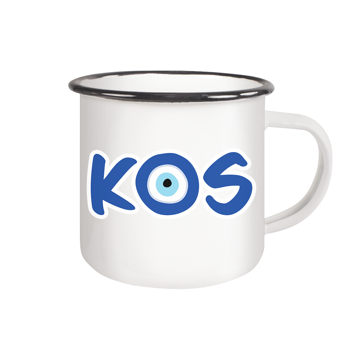 Kos - Mati/Nazar Auge - Emaille Tasse (Black)