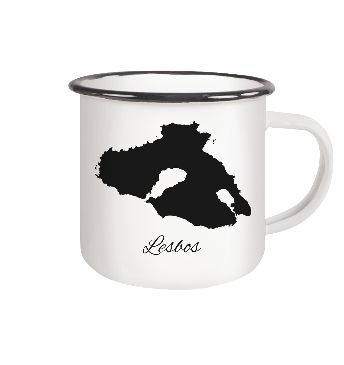 Lesbos Silhouette Griechenland - Emaille Tasse (Black)