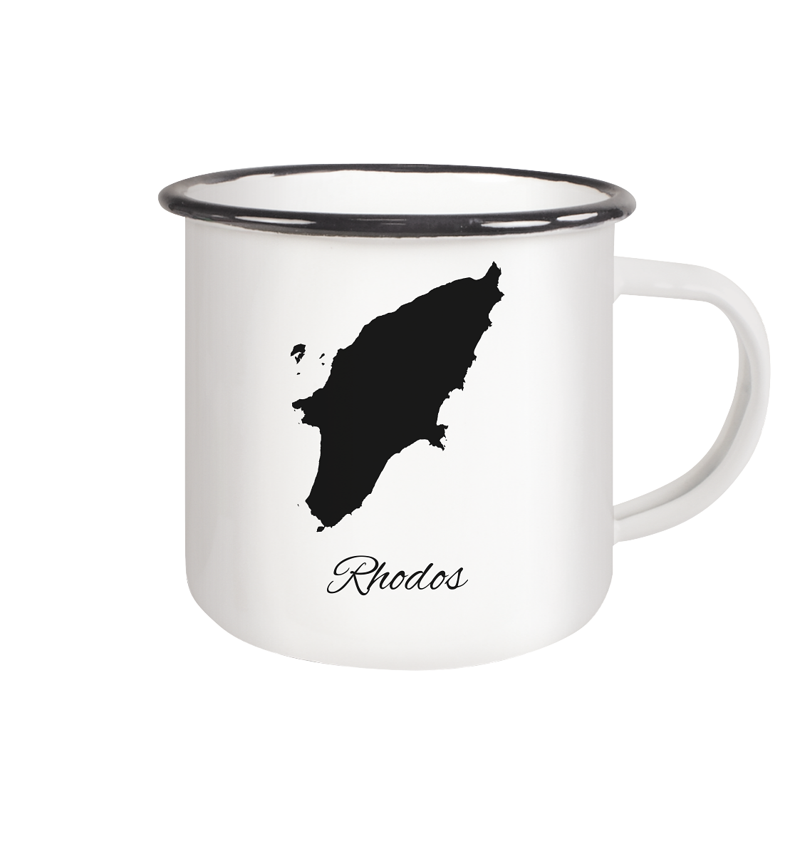 Rhodos Silhouette Griechenland - Emaille Tasse (Black)