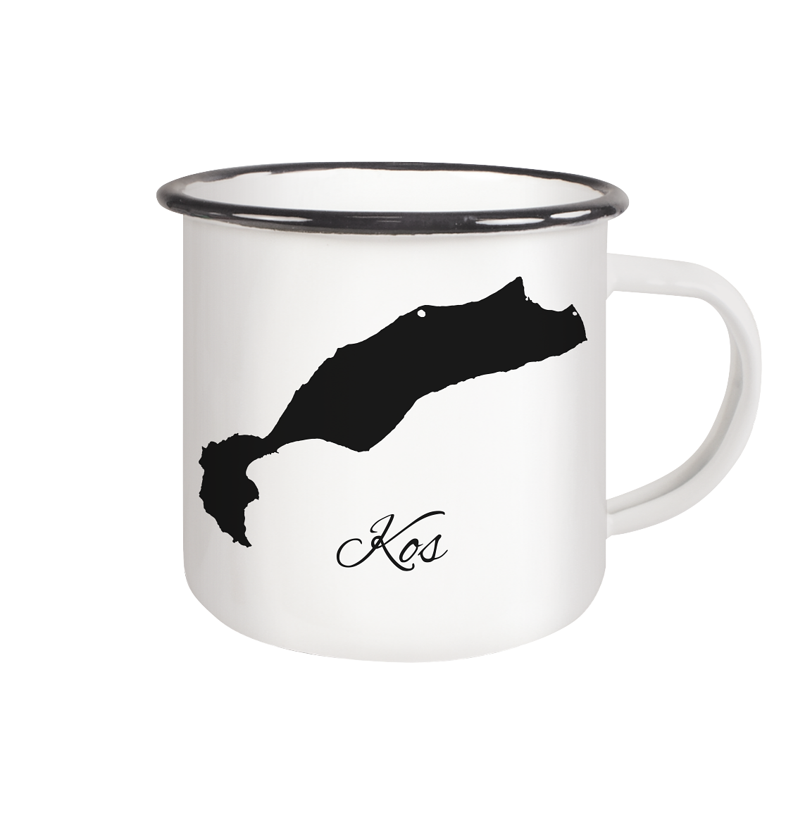 Kos Silhouette Griechenland - Emaille Tasse (Black)