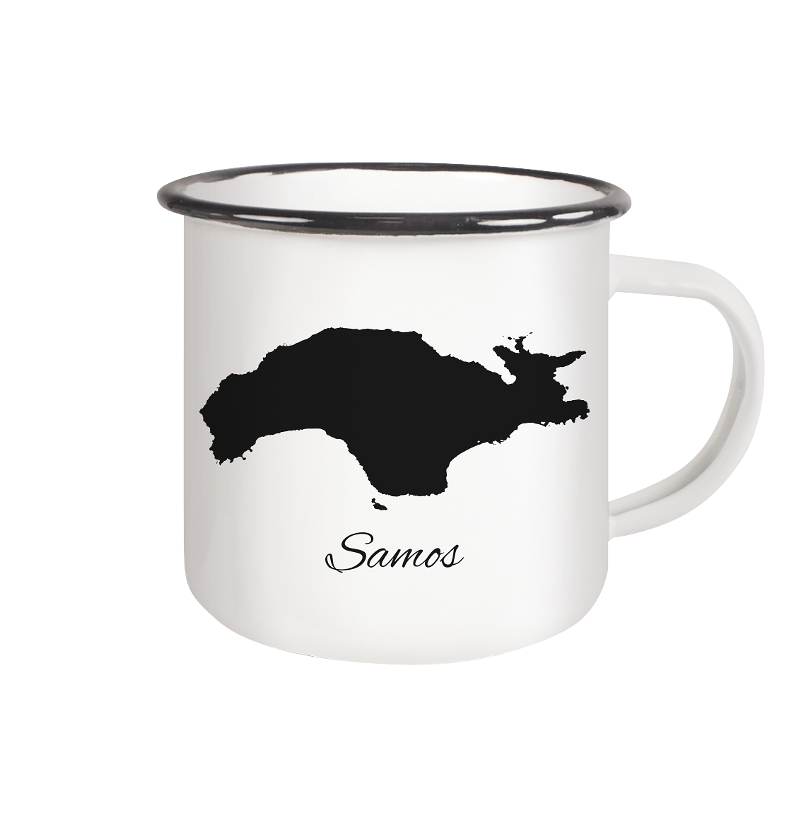Samos Silhouette Griechenland - Emaille Tasse (Black)