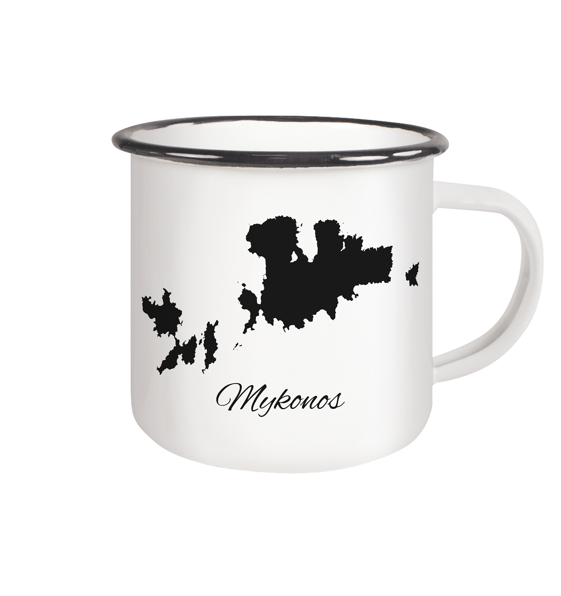 Mykonos Silhouette Griechenland - Emaille Tasse (Black)