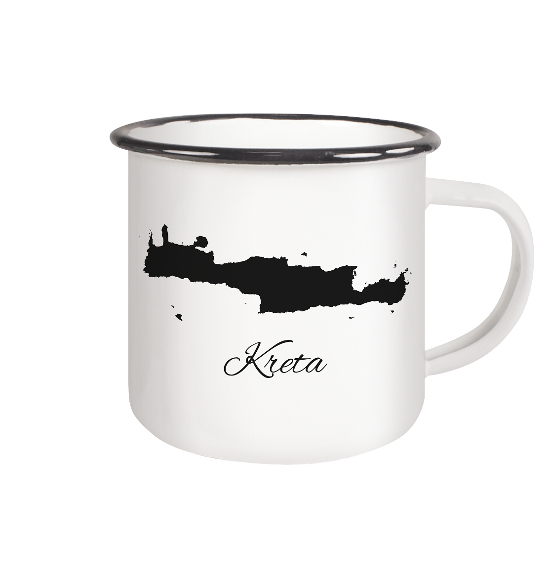 Kreta Silhouette Griechenland - Emaille Tasse (Black)