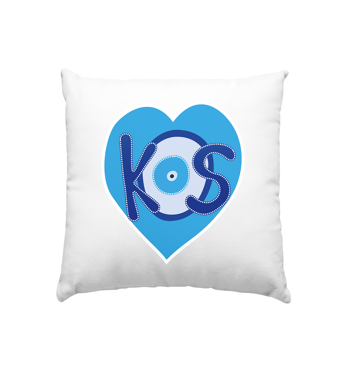 Kos - Blaues Herz - Kissen 40x40cm
