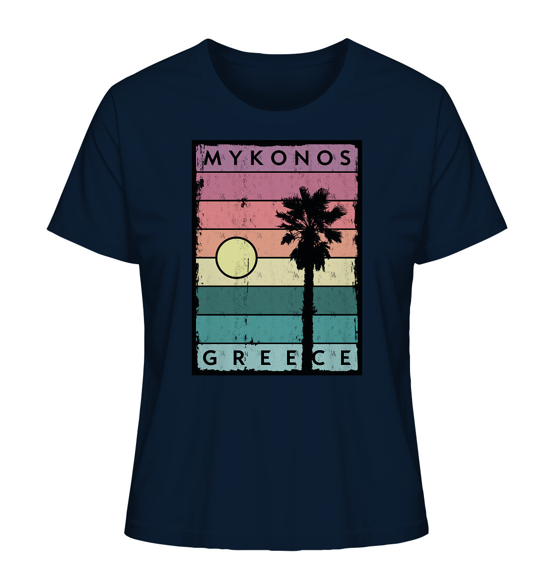 Sunset strips & Palm tree Mykonos Greece - Ladies Organic Shirt