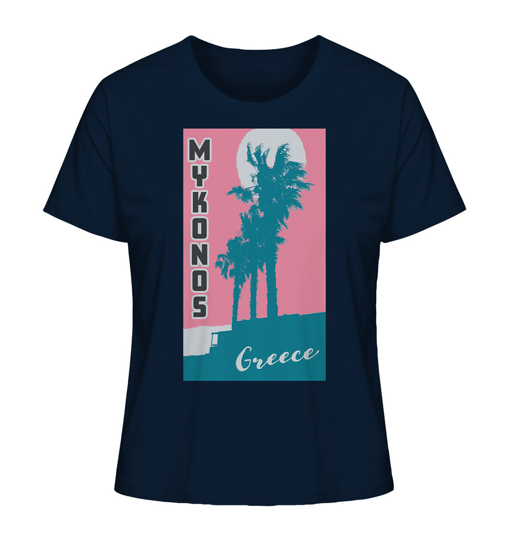 Palm trees & Pink Sky Mykonos Greece - Ladies Organic Shirt