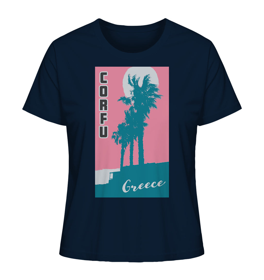 Palm trees & Pink Sky Corfu Greece - Ladies Organic Shirt