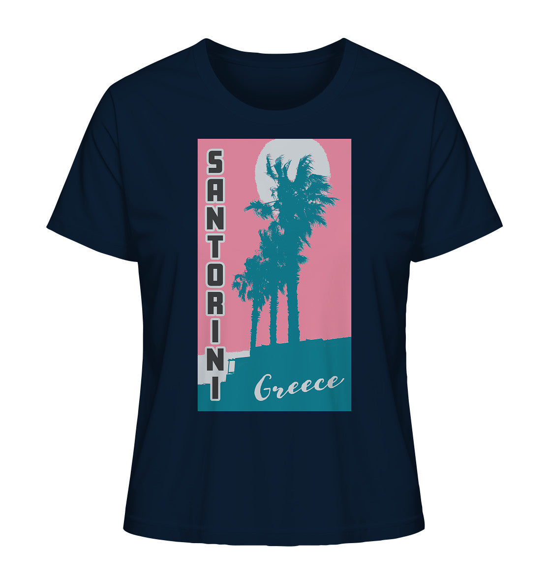 Palm trees & Pink Sky Santorini Greece - Ladies Organic Shirt