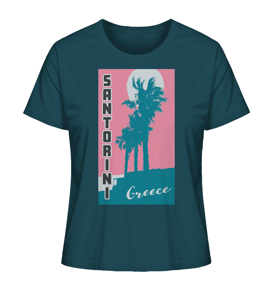 Palm trees & Pink Sky Santorini Greece - Ladies Organic Shirt
