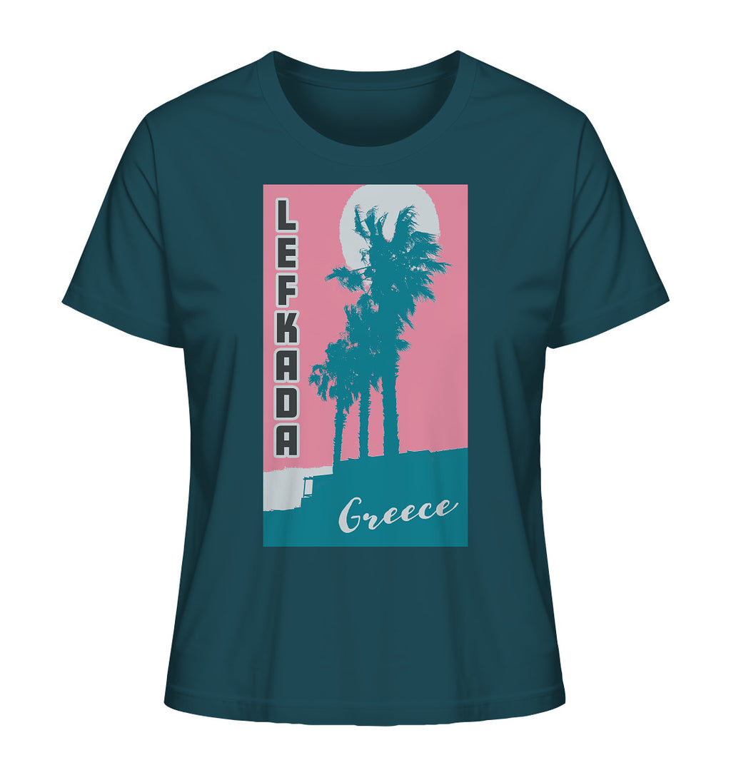 Palm trees & Pink Sky Lefkada Greece - Ladies Organic Shirt