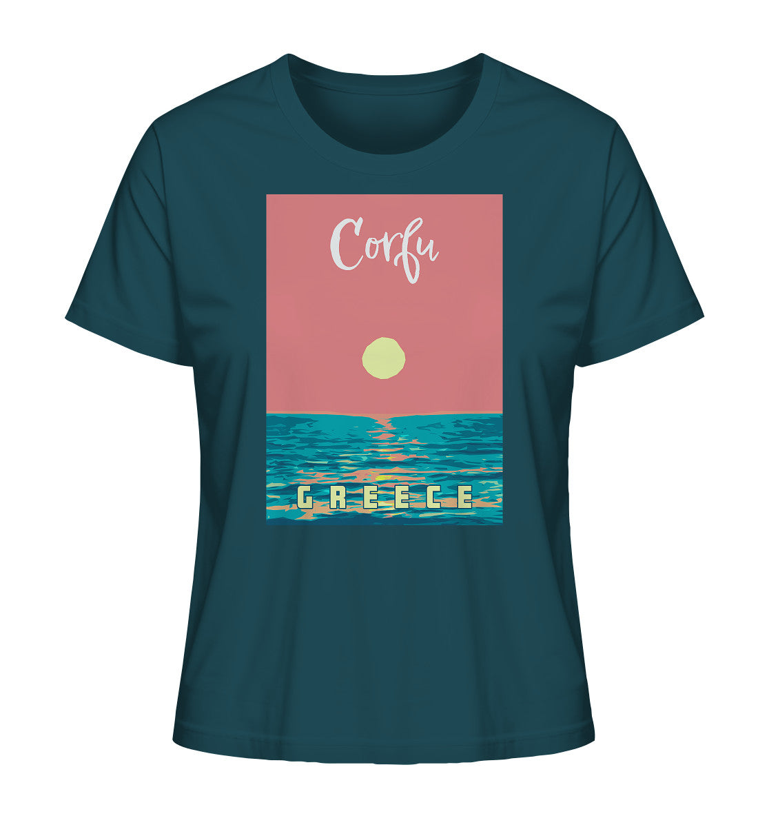 Sunset Ocean Corfu Greece - Ladies Organic Shirt