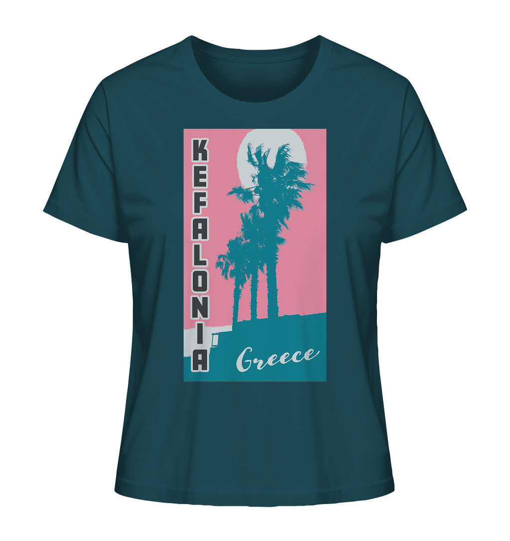 Palm trees & Pink Sky Kefalonia Greece - Ladies Organic Shirt