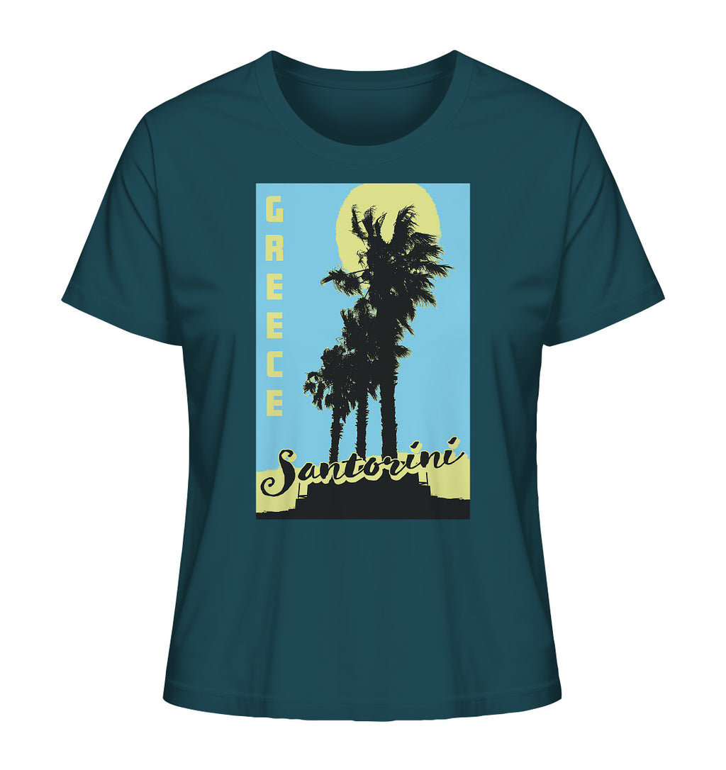 Black palm trees & Yellow sun Santorini Greece - Ladies Organic Shirt