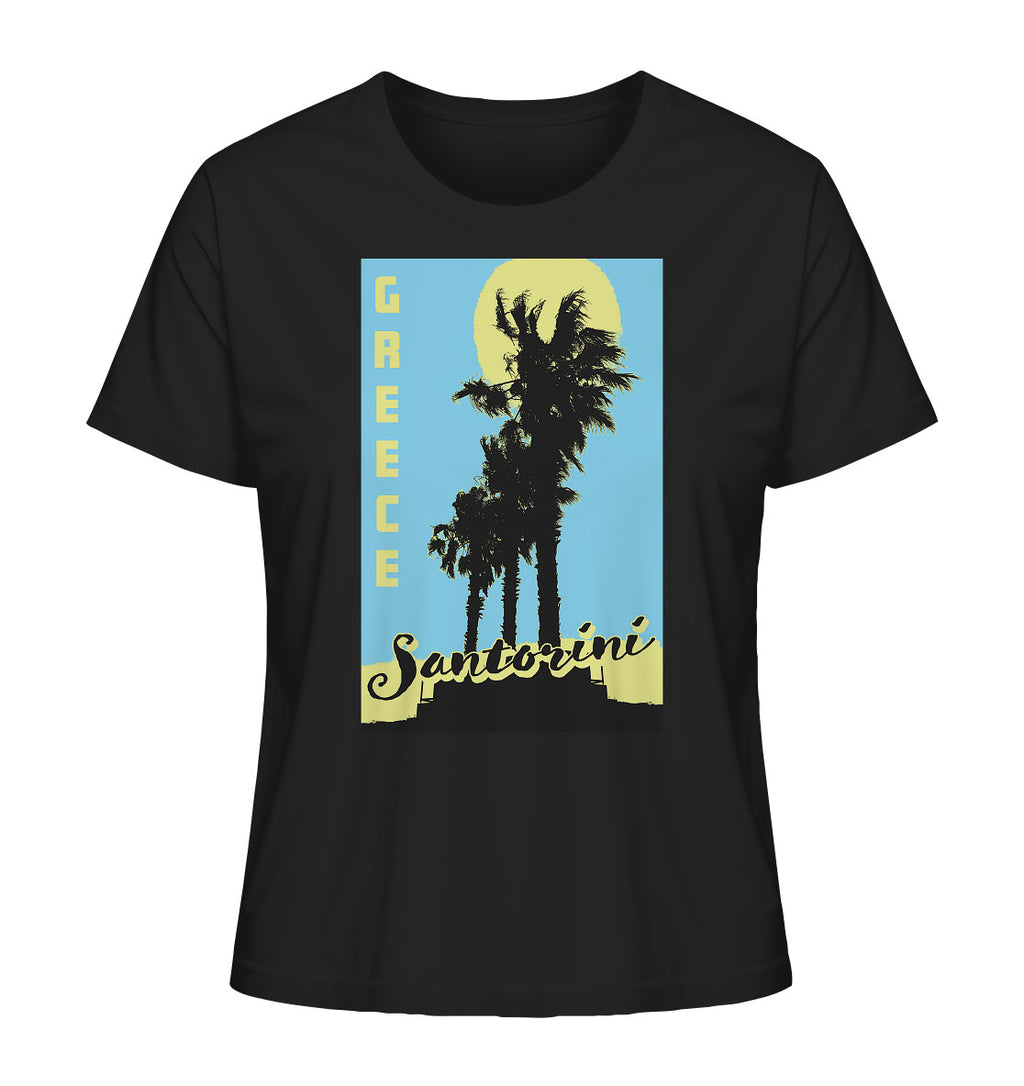 Black palm trees & Yellow sun Santorini Greece - Ladies Organic Shirt