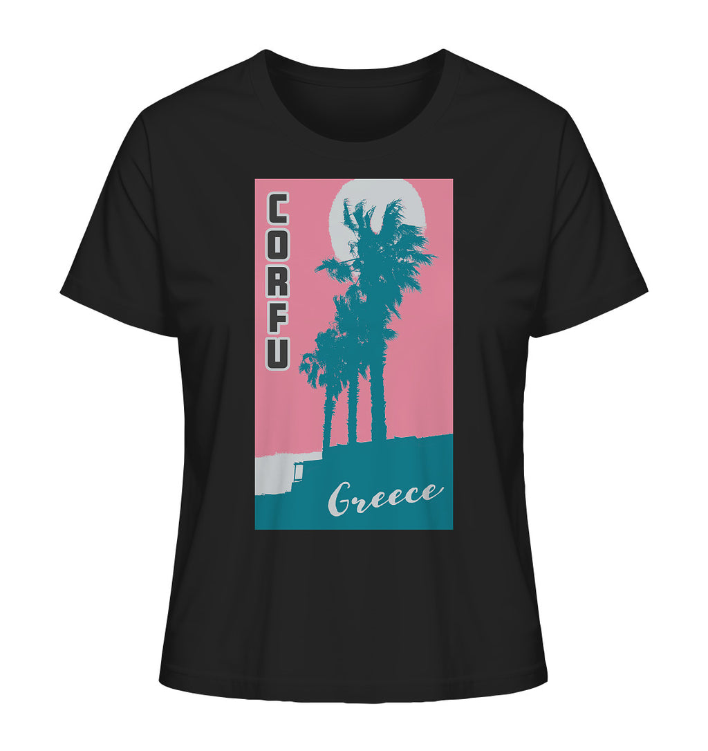 Palm trees & Pink Sky Corfu Greece - Ladies Organic Shirt