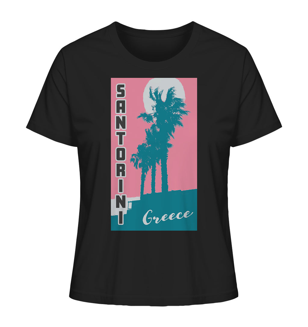 Palm trees & Pink Sky Santorini Greece - Ladies Organic Shirt