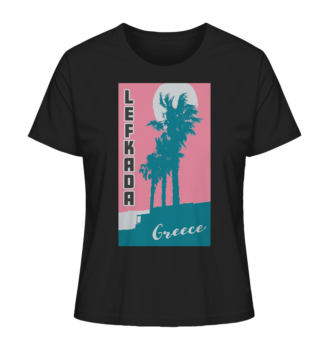 Palm trees & Pink Sky Lefkada Greece - Ladies Organic Shirt