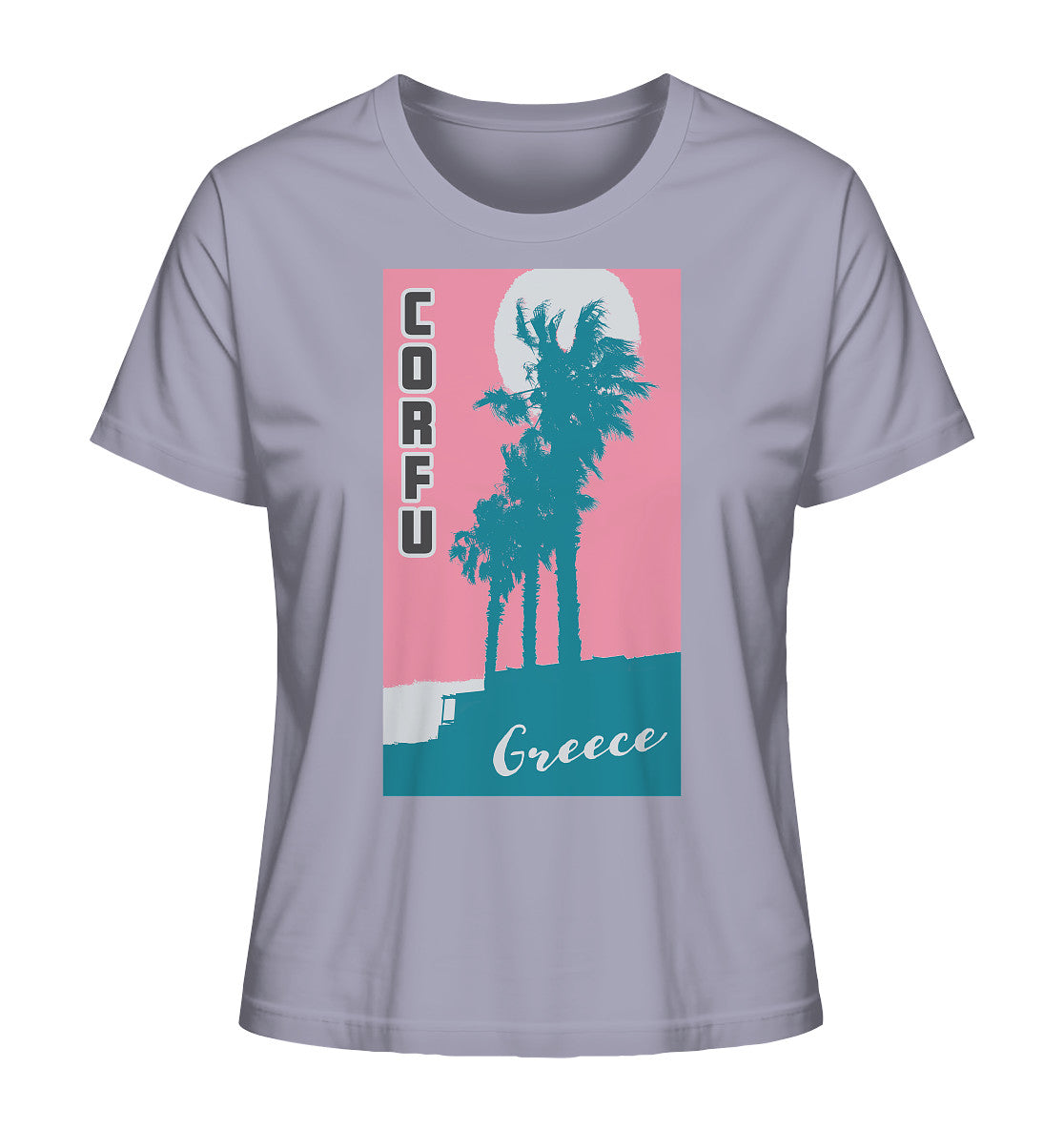 Palm trees & Pink Sky Corfu Greece - Ladies Organic Shirt