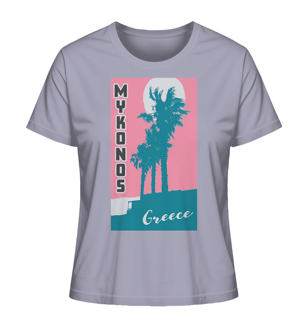 Palm trees & Pink Sky Mykonos Greece - Ladies Organic Shirt