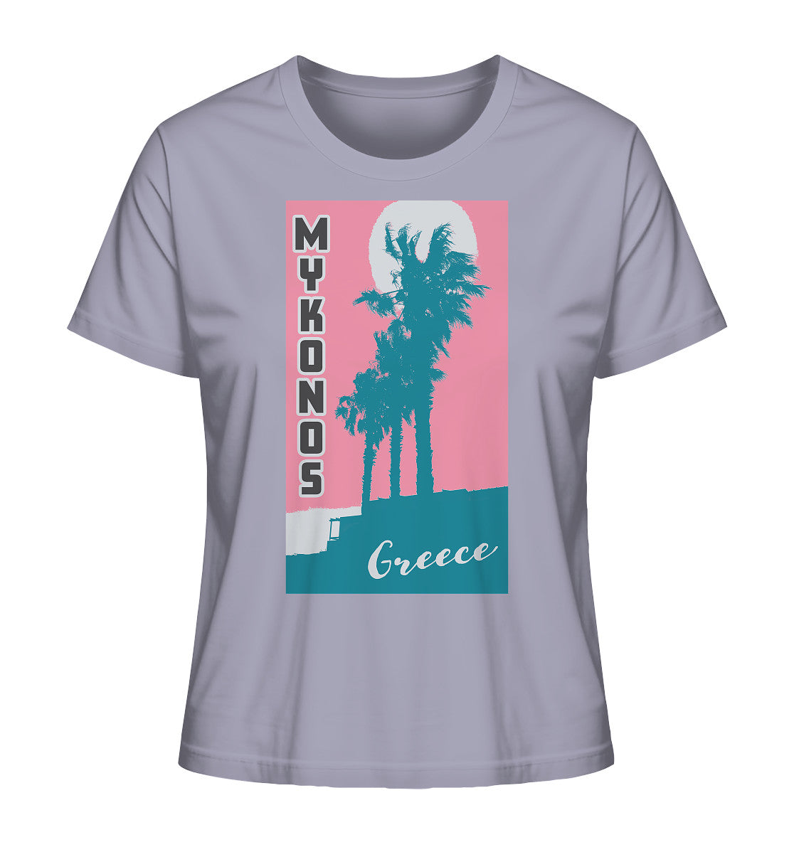 Palm trees & Pink Sky Mykonos Greece - Ladies Organic Shirt