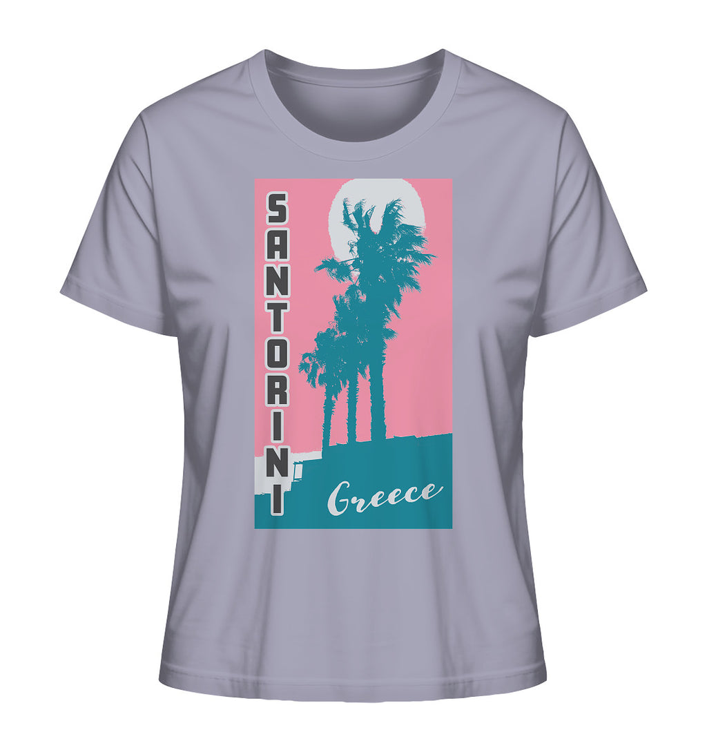 Palm trees & Pink Sky Santorini Greece - Ladies Organic Shirt