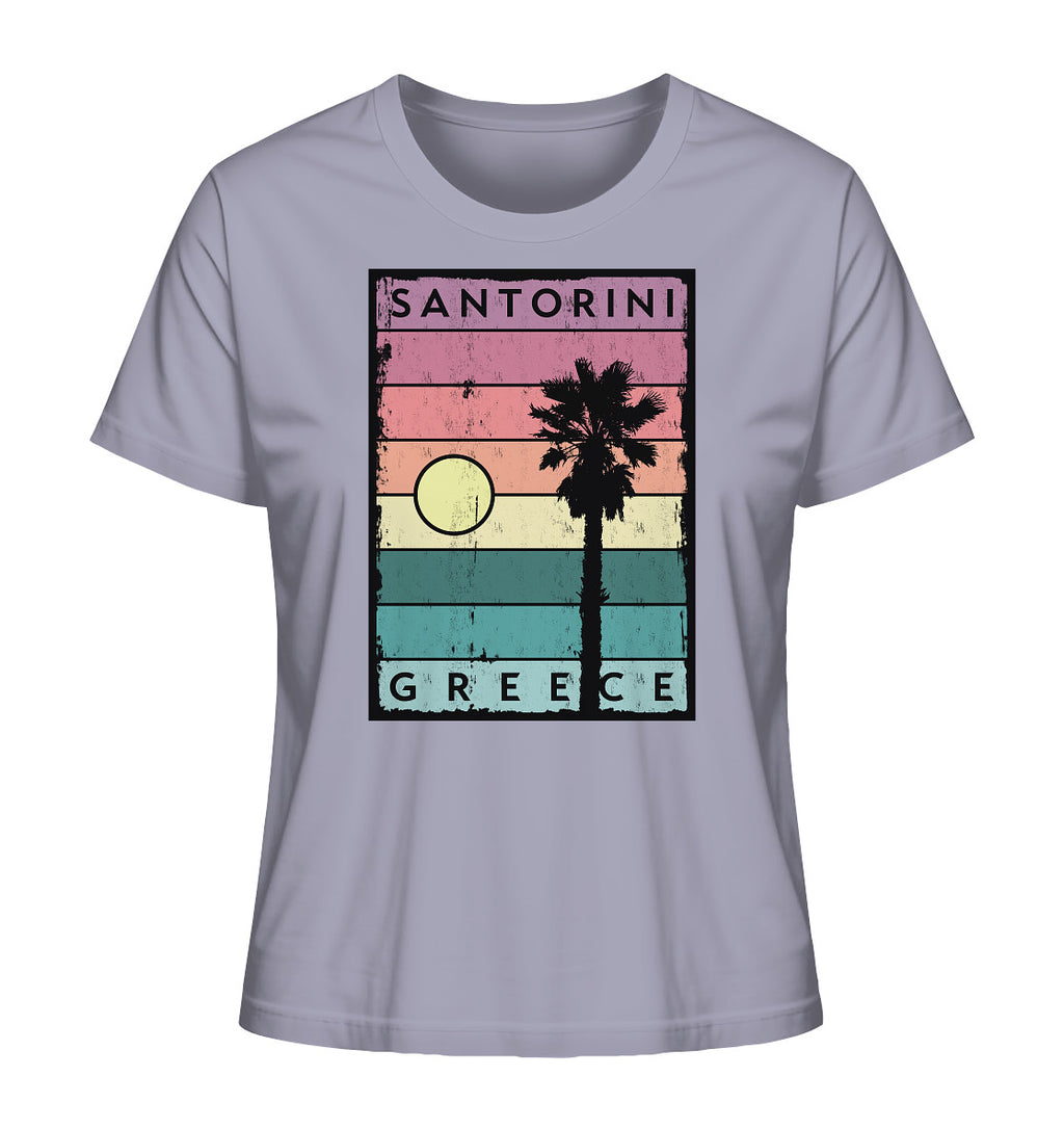 Sunset strips & Palm tree Santorini Greece - Ladies Organic Shirt