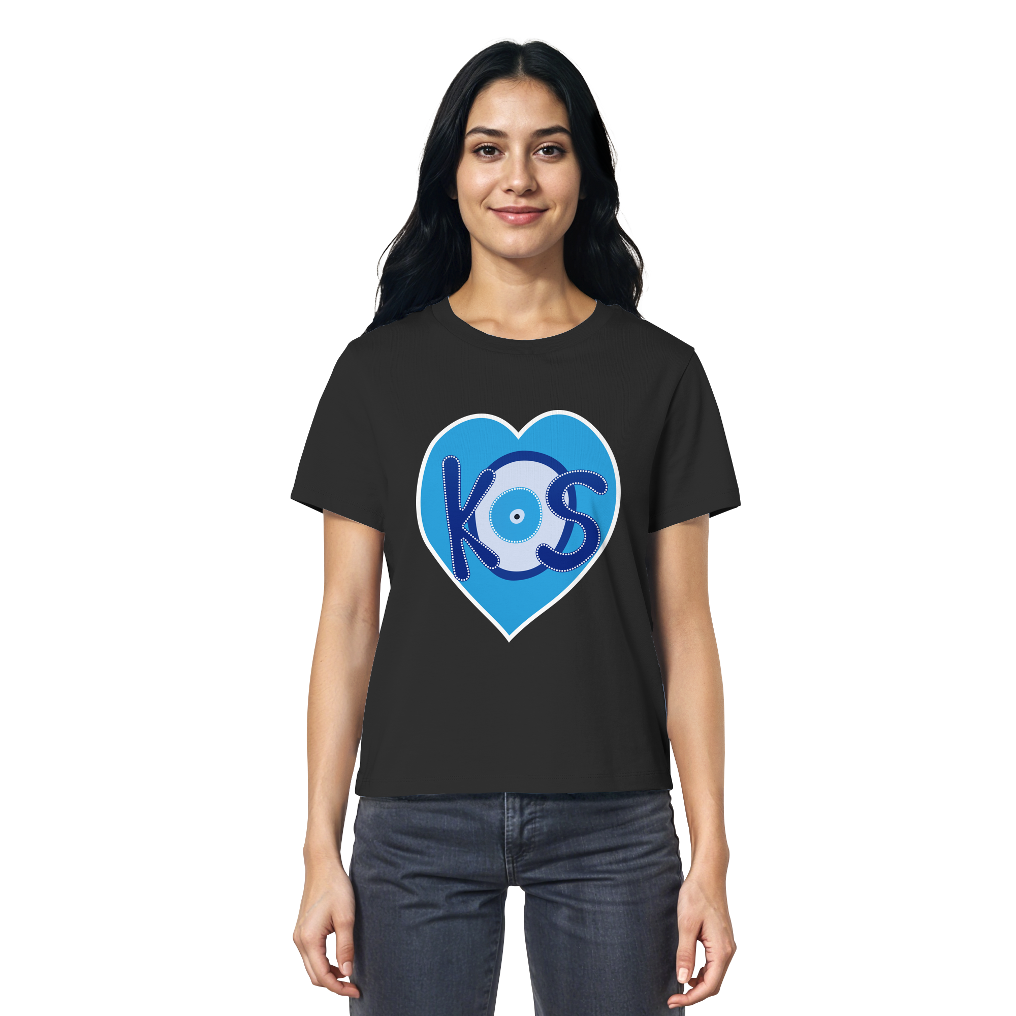 Kos - Blaues Herz - Ladies Organic Shirt
