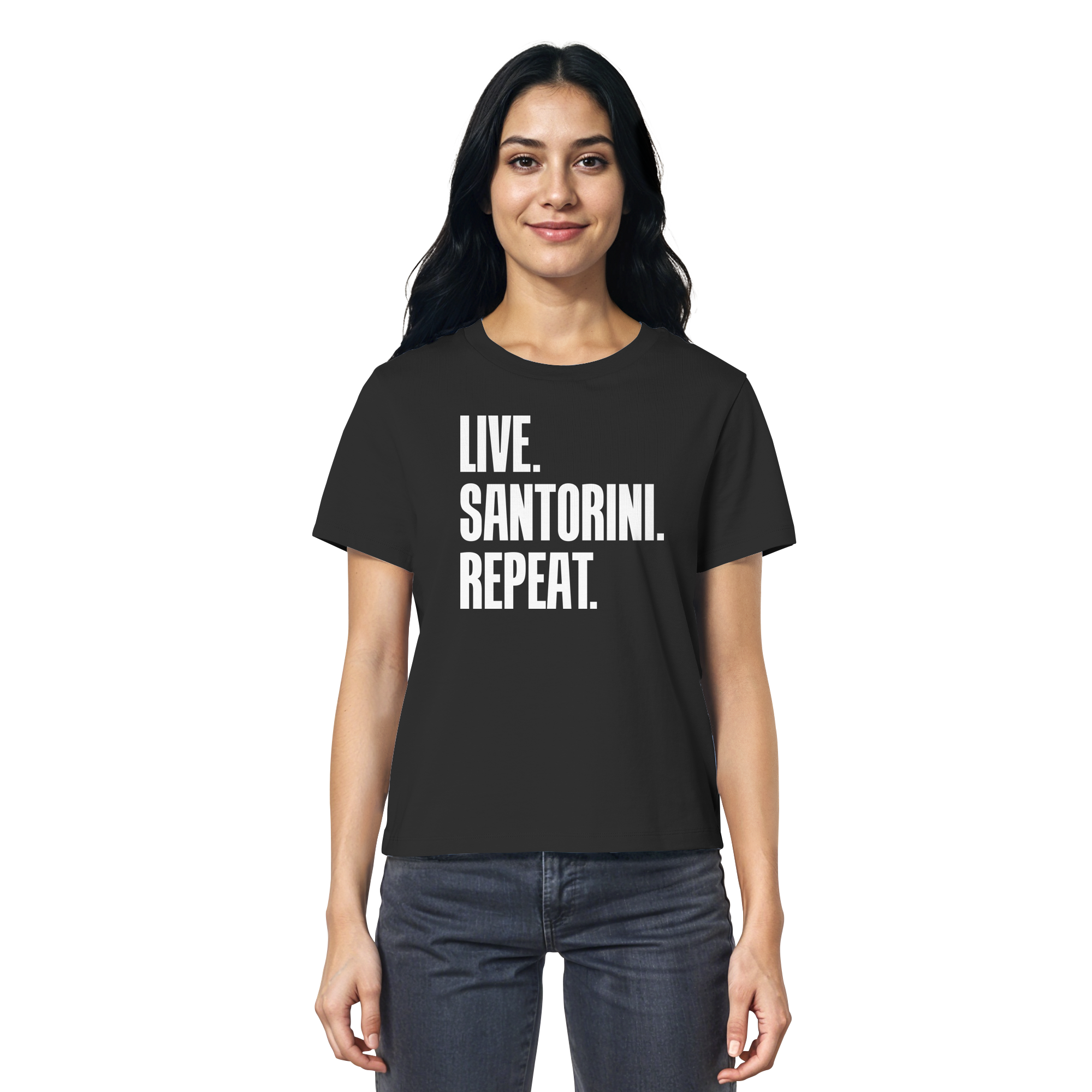 LIVE. SANTORINI. REPEAT. - Ladies Organic Shirt