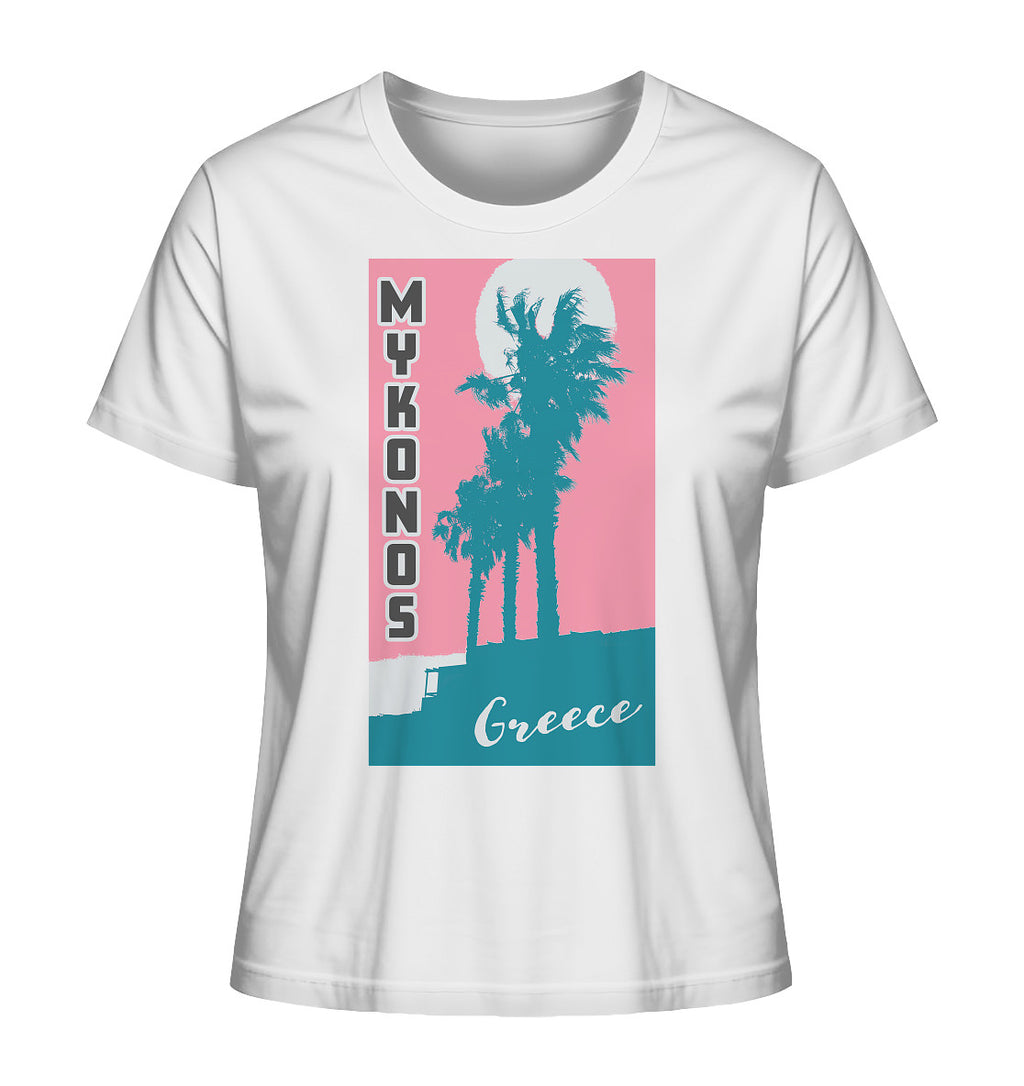 Palm trees & Pink Sky Mykonos Greece - Ladies Organic Shirt