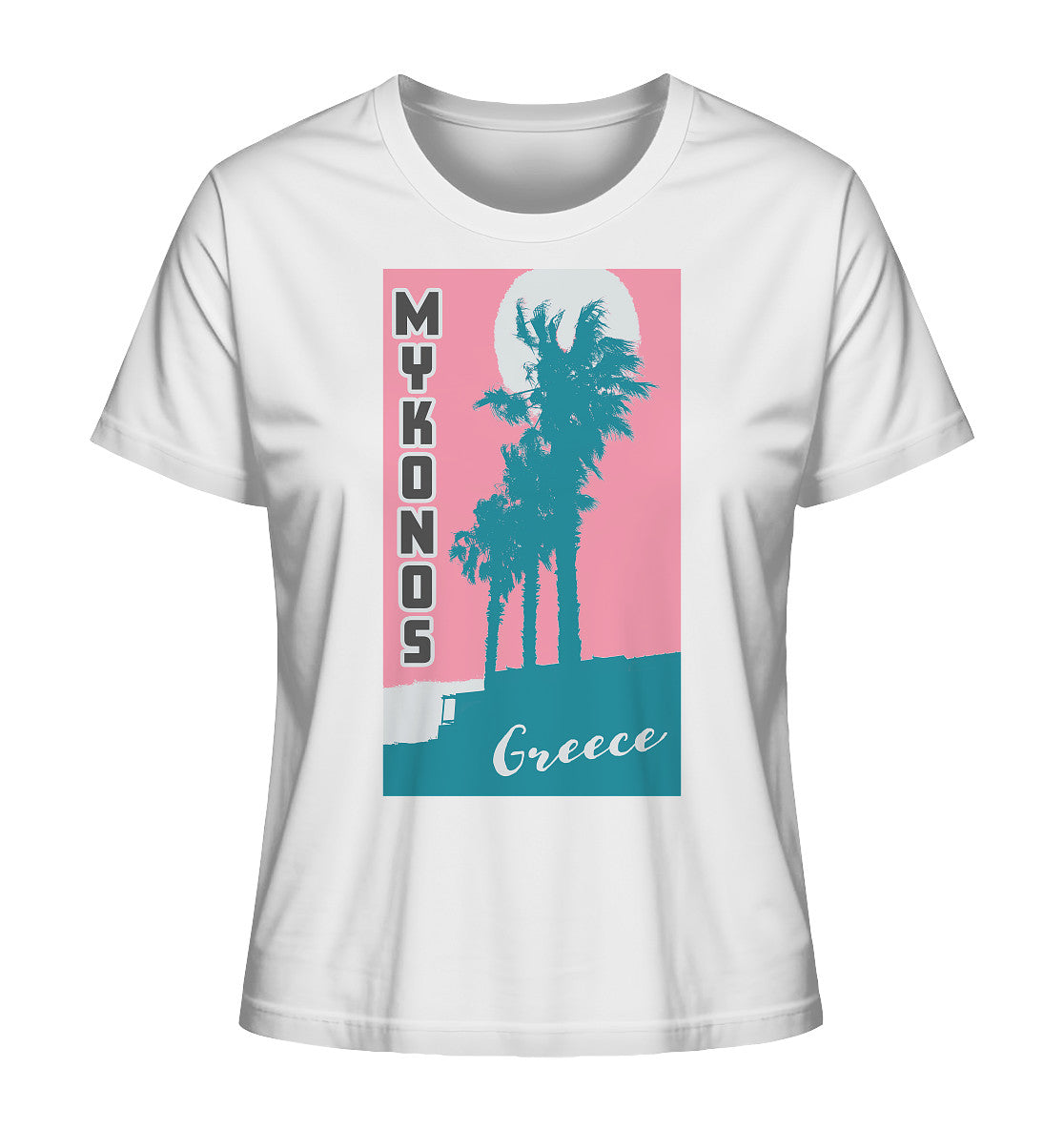 Palm trees & Pink Sky Mykonos Greece - Ladies Organic Shirt