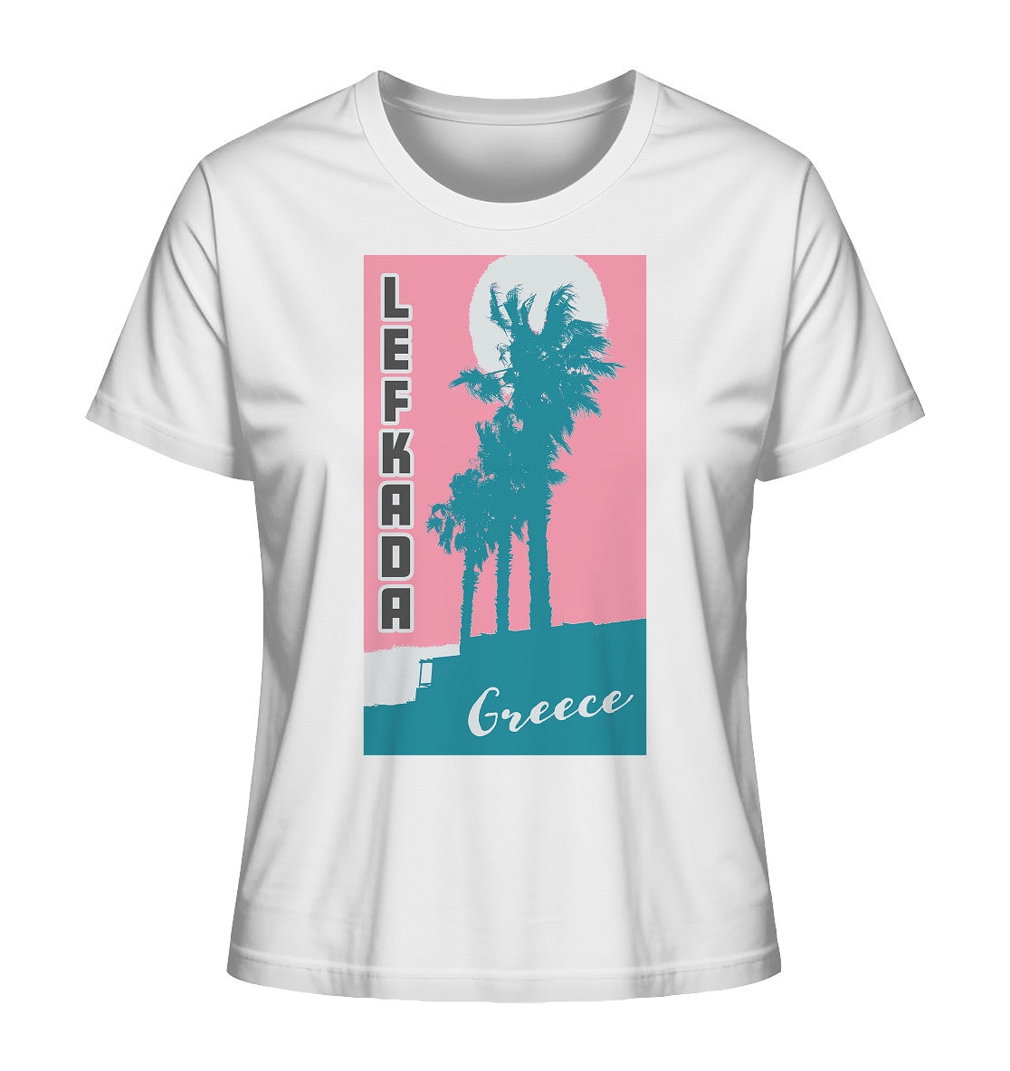 Palm trees & Pink Sky Lefkada Greece - Ladies Organic Shirt