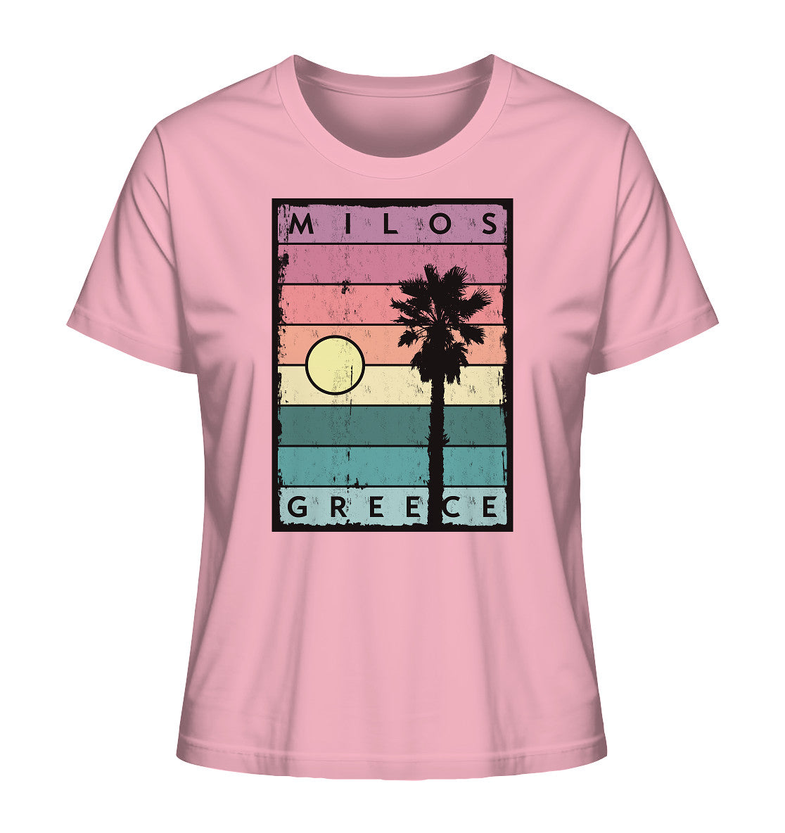 Sunset strips & Palm tree Milos Greece - Ladies Organic Shirt