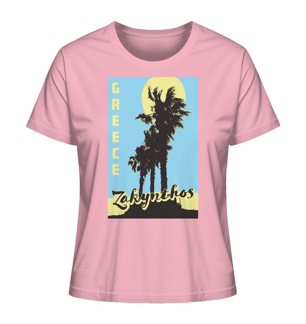 Black palm trees & Yellow sun Zakynthos Greece - Ladies Organic Shirt
