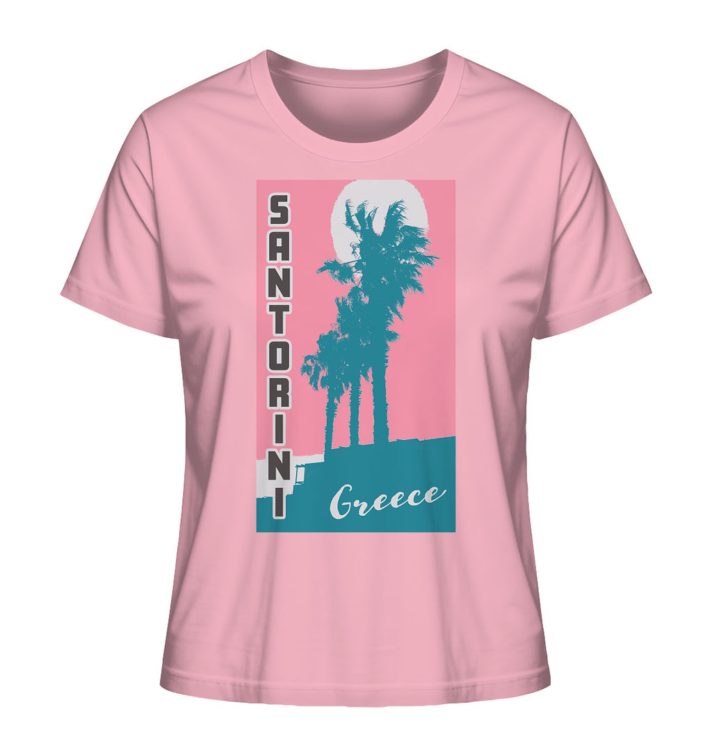 Palm trees & Pink Sky Santorini Greece - Ladies Organic Shirt
