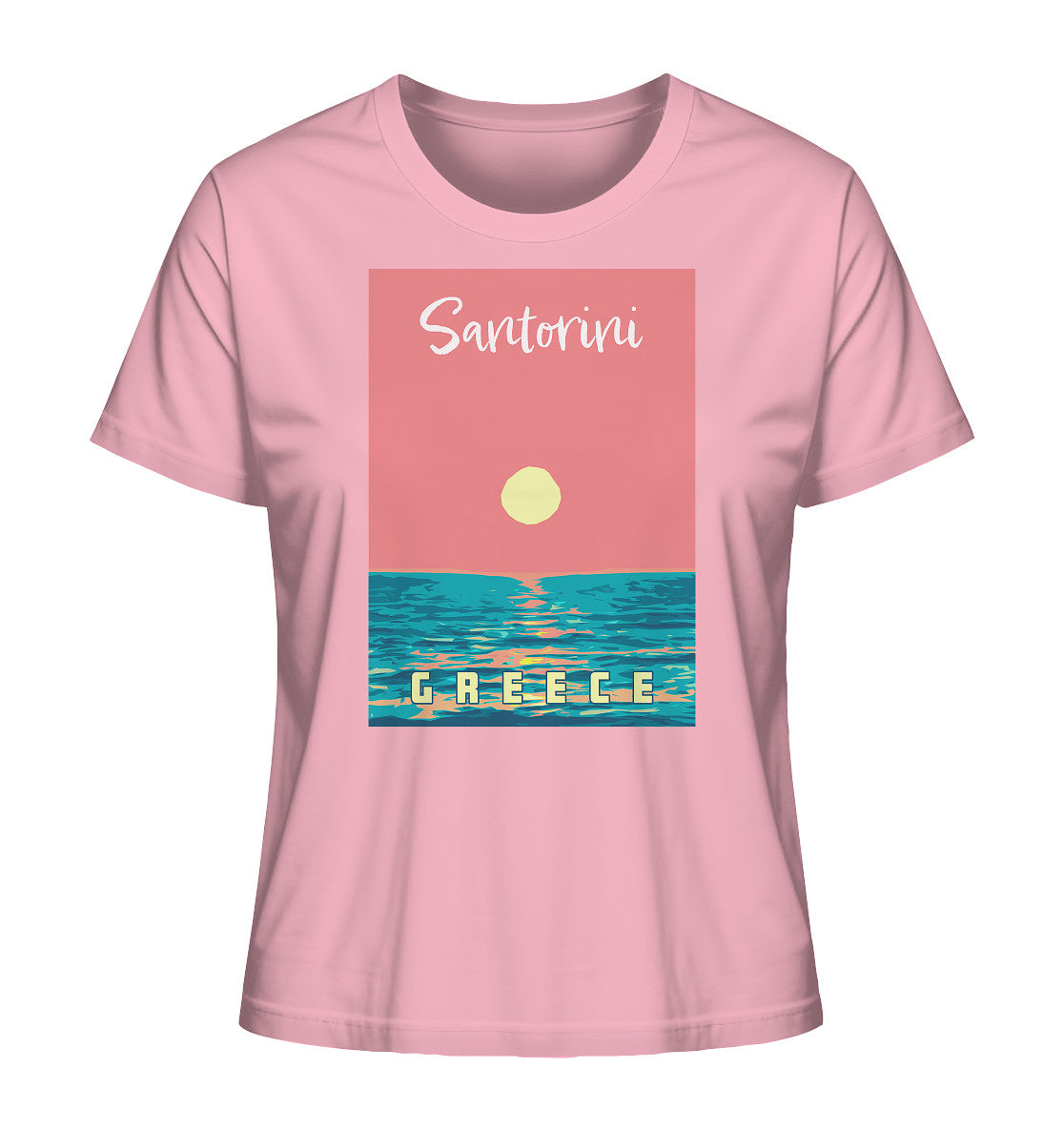 Sunset Ocean Santorini Greece - Ladies Organic Shirt