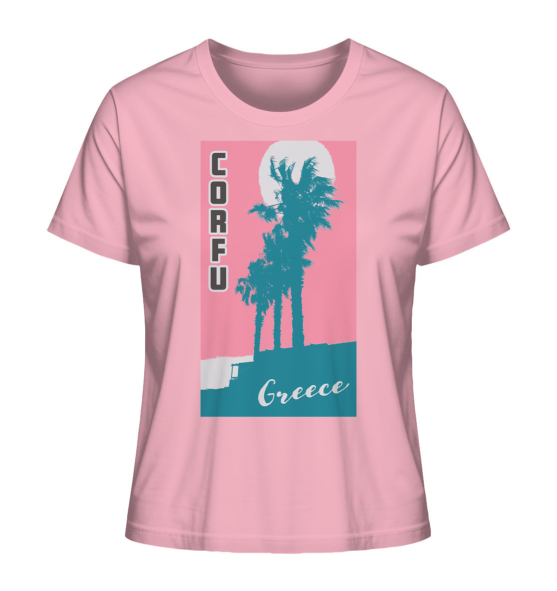 Palm trees & Pink Sky Corfu Greece - Ladies Organic Shirt
