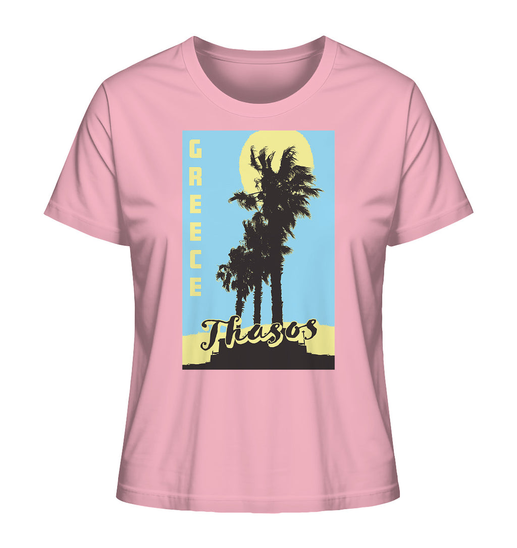 Black palm trees & Yellow sun Thasos Greece - Ladies Organic Shirt