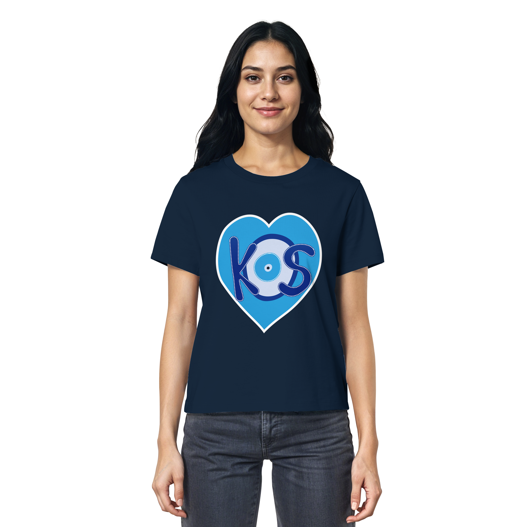 Kos - Blaues Herz - Ladies Organic Shirt