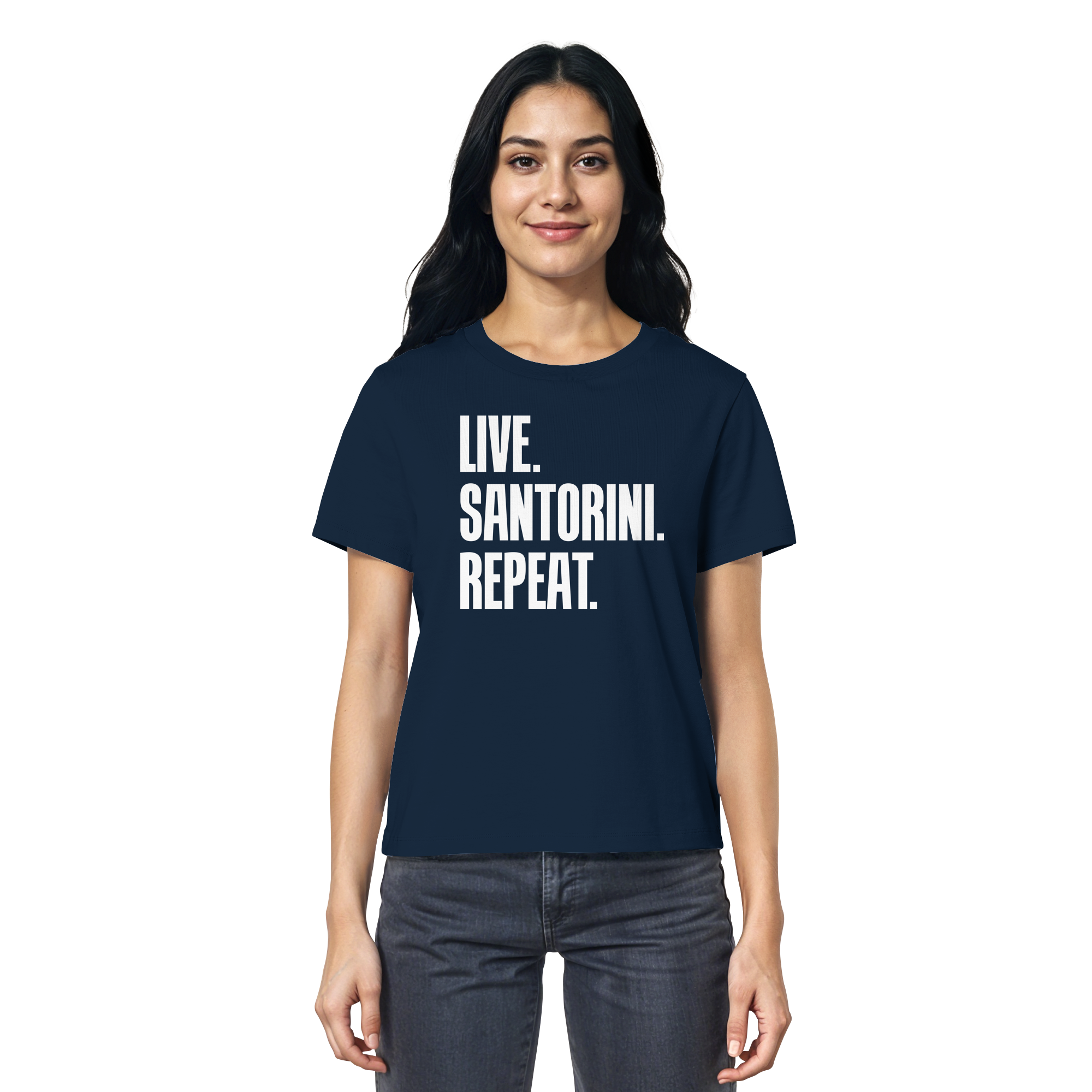 LIVE. SANTORINI. REPEAT. - Ladies Organic Shirt