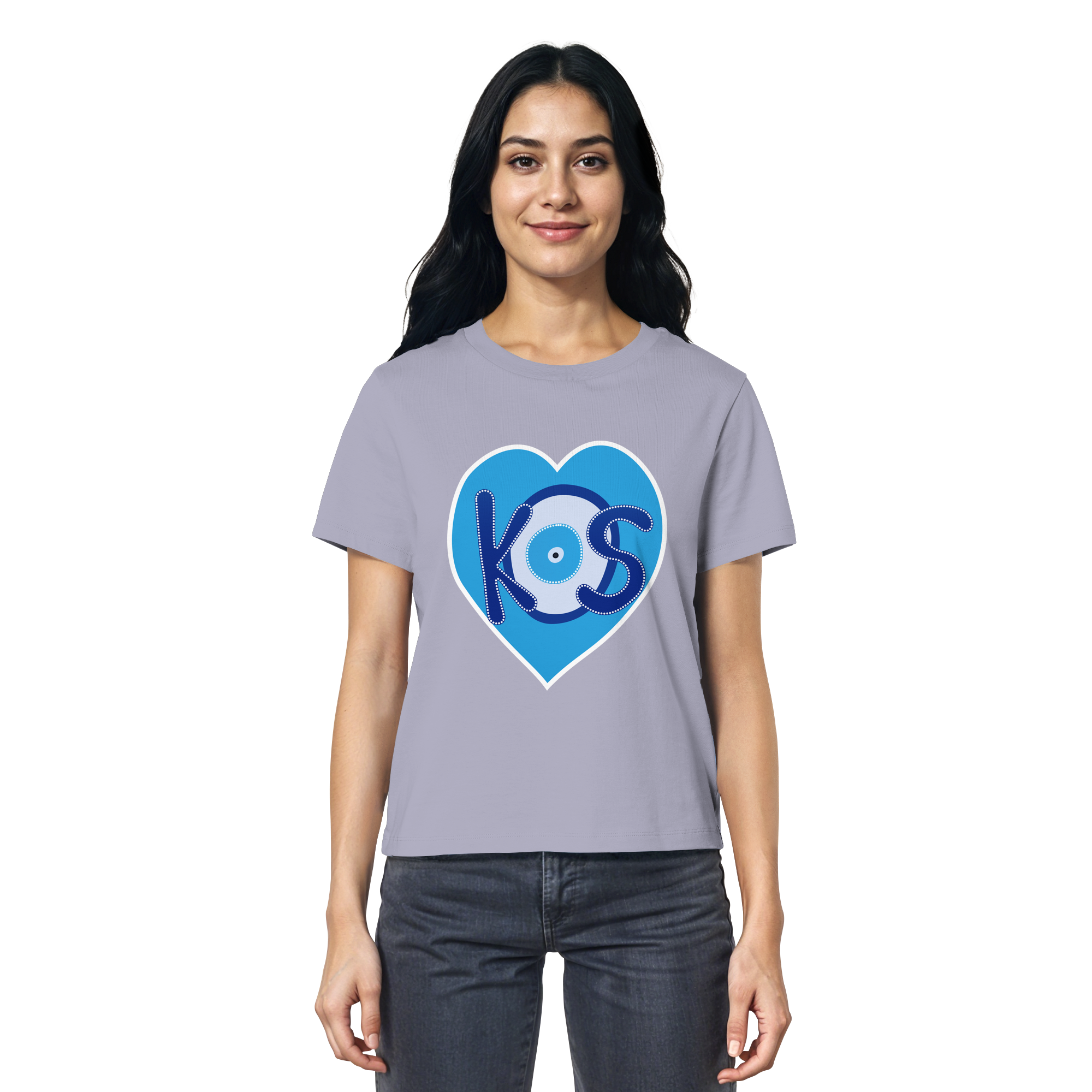 Kos - Blaues Herz - Ladies Organic Shirt