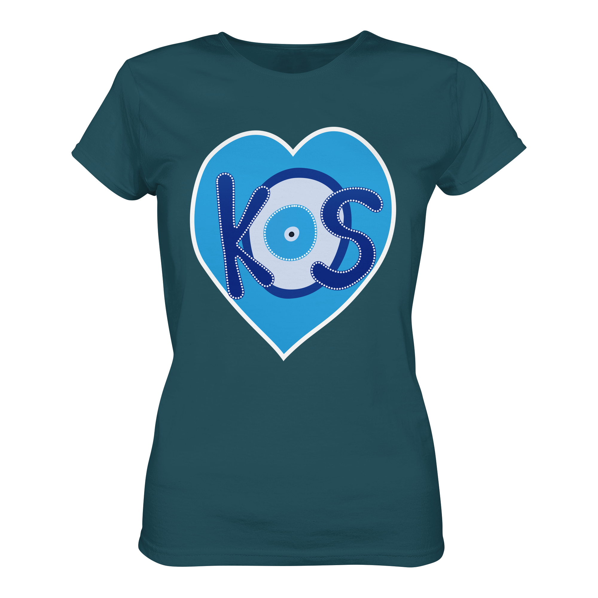 Kos - Blaues Herz - Ladies Organic Shirt