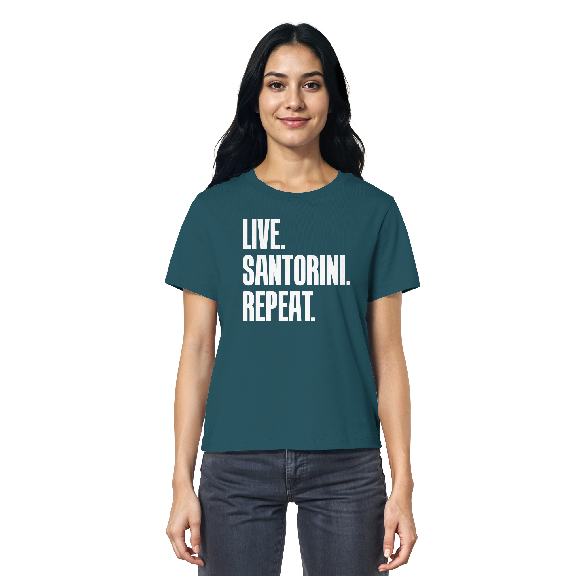 LIVE. SANTORINI. REPEAT. - Ladies Organic Shirt