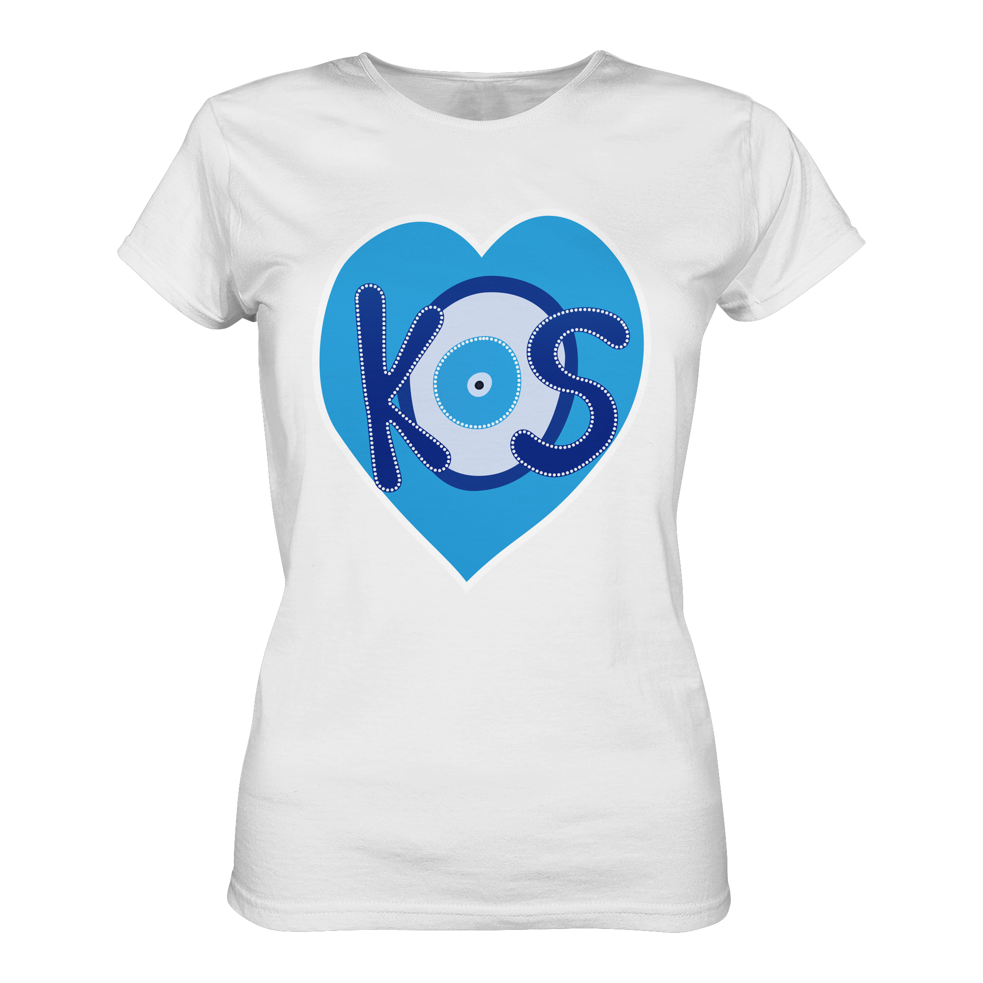 Kos - Blaues Herz - Ladies Organic Shirt