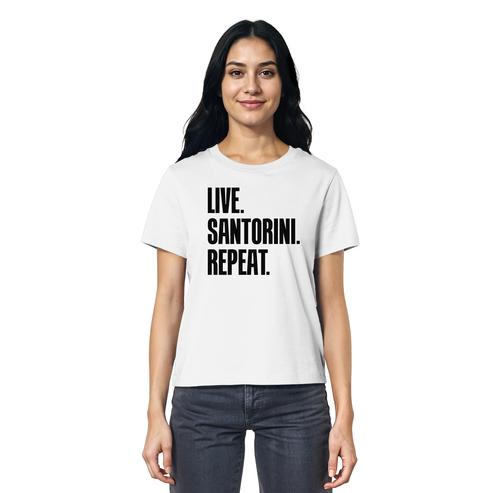 LIVE. SANTORINI. REPEAT. - Ladies Organic Shirt