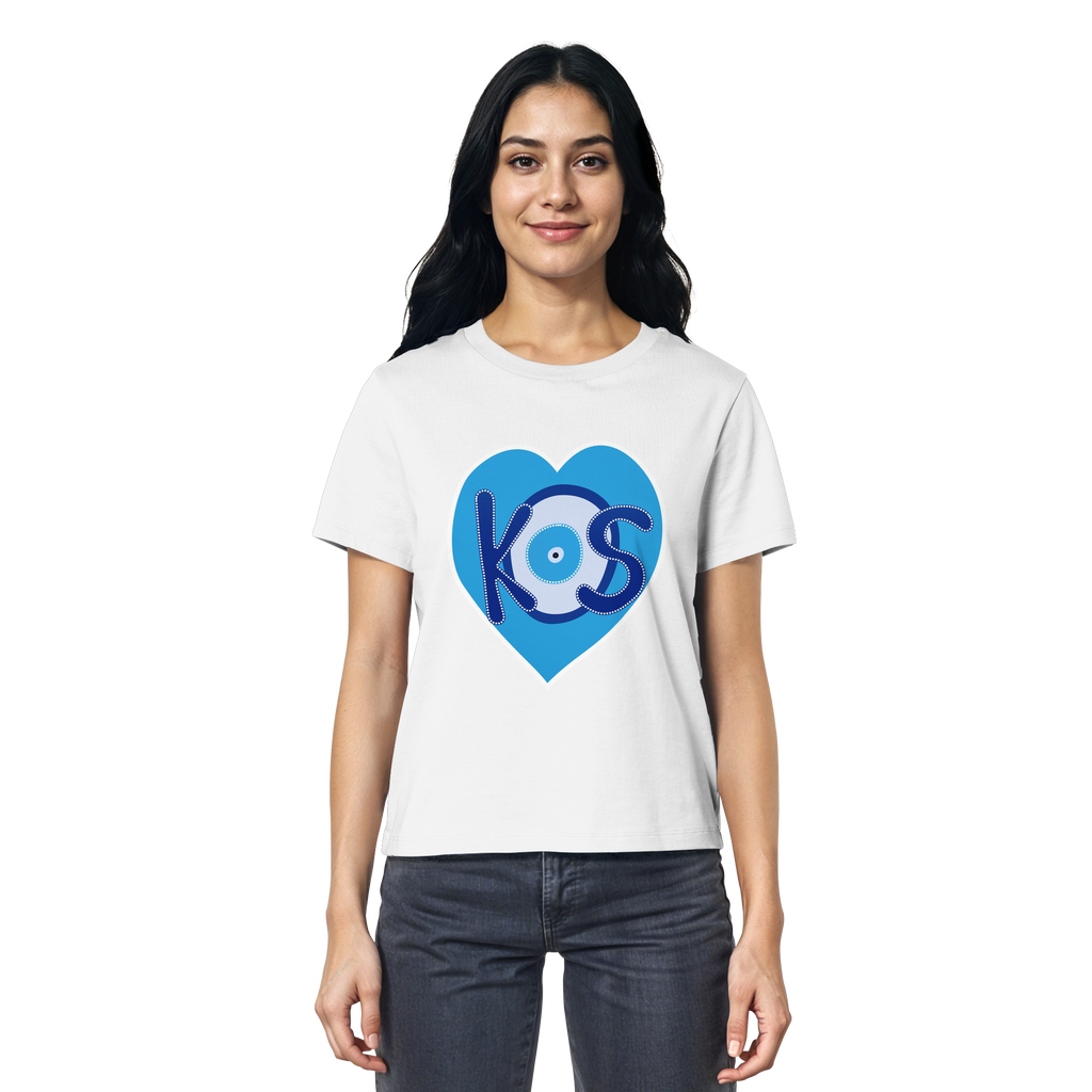 Kos - Blaues Herz - Ladies Organic Shirt