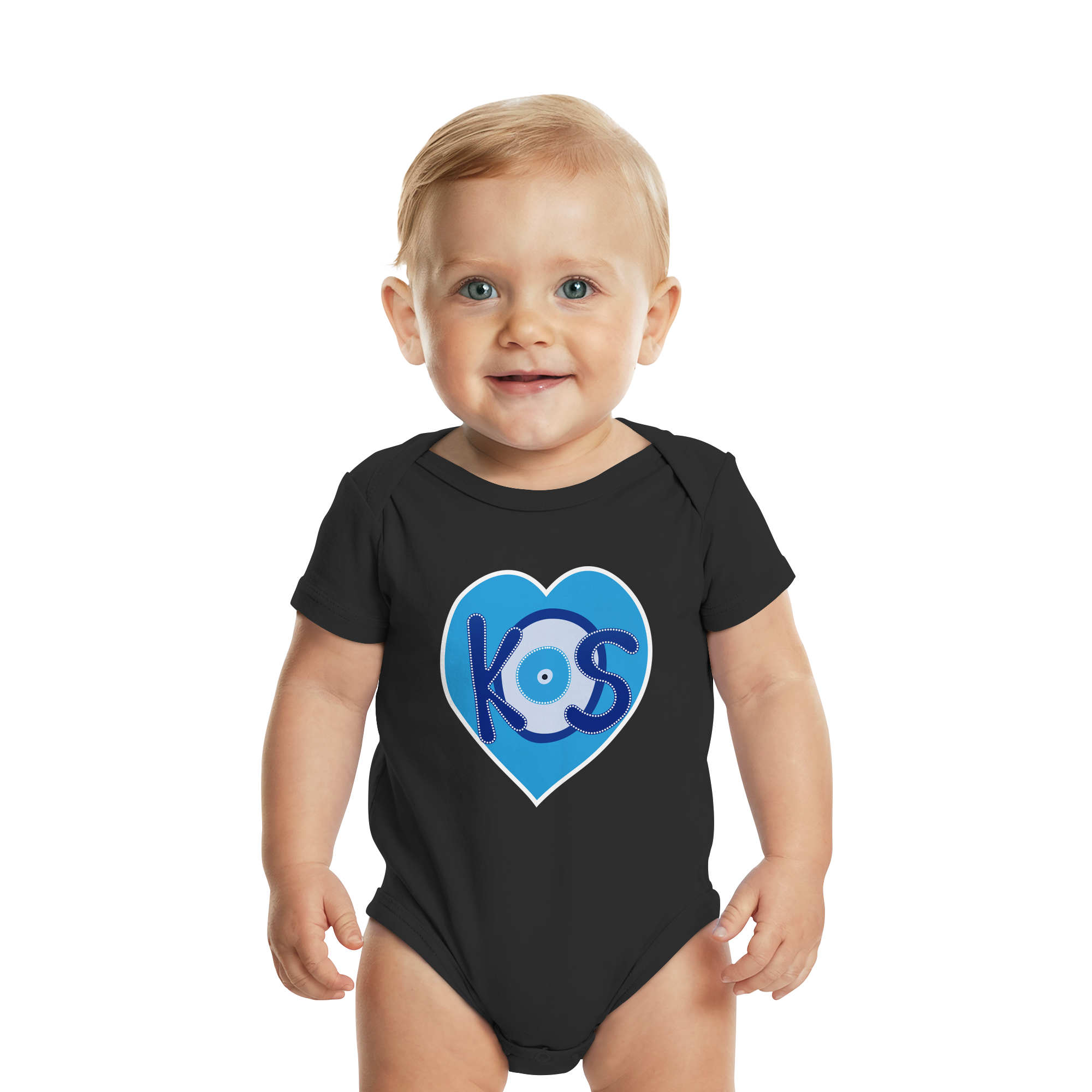 Kos - Blaues Herz - Organic Baby Bodysuit