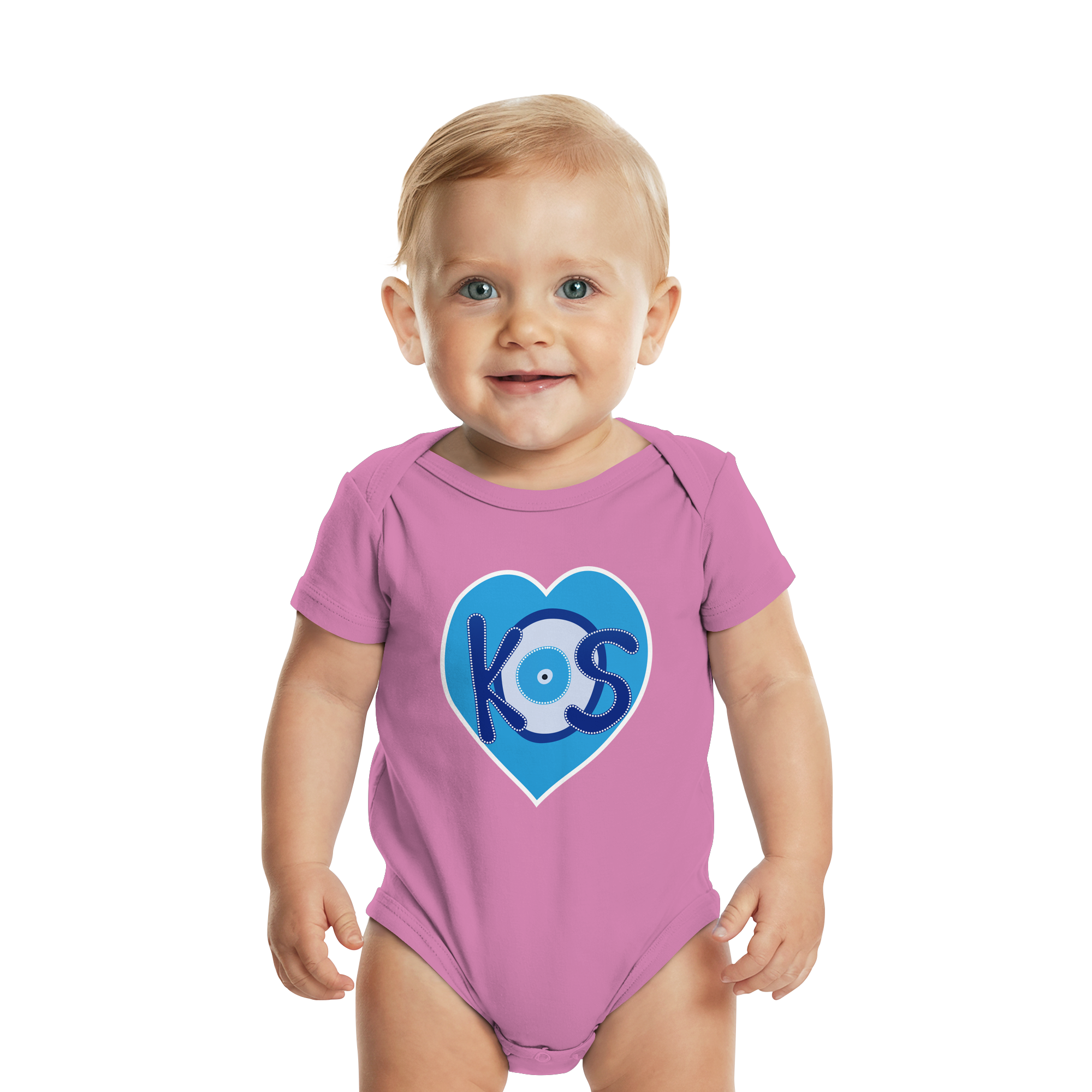 Kos - Blaues Herz - Organic Baby Bodysuit